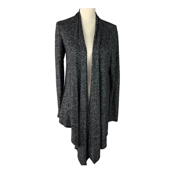 Philosophy Open Long Cardigan Women M Black Heather Hi Low Hem Long Front Tails - Picture 1 of 7